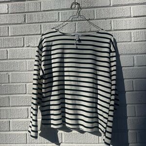 SPANX Black and White Striped Top